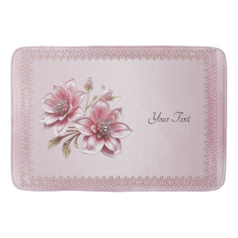 Tapete De Banheiro Modern Pink Flowers Bath Mat