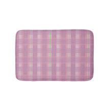 Modern Pink Plaid Bath Mat