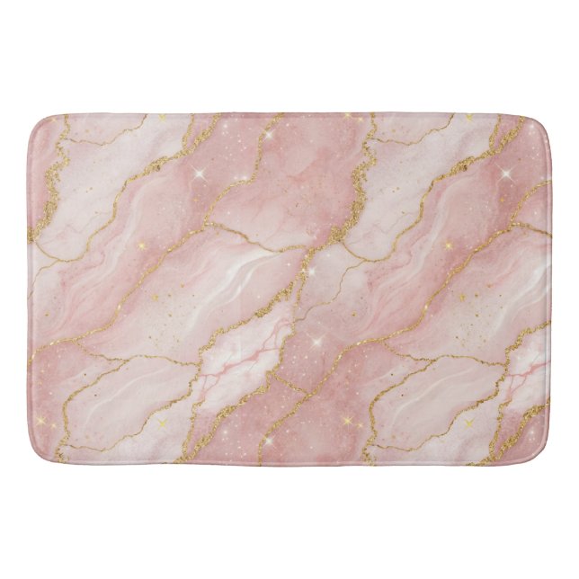 Tapete De Banheiro Modern Rose Quartz Marble Gold (Frente)