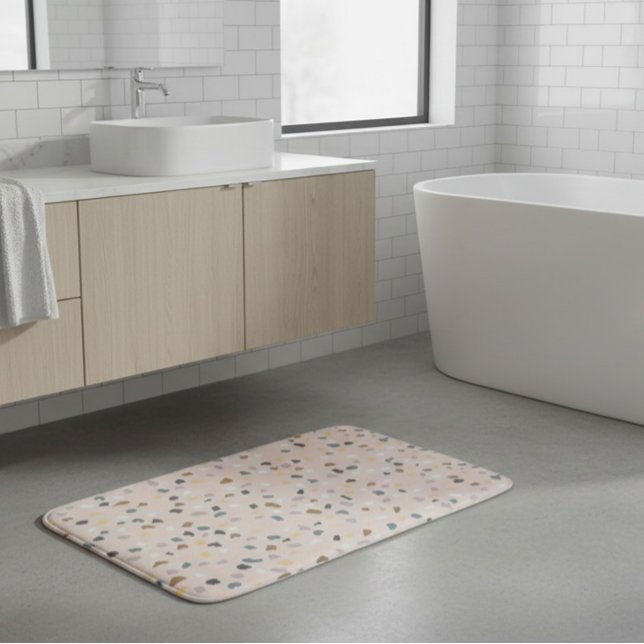 Tapete De Banheiro Modern Terrazzo Padrão Suave Neutro (Criador carregado)