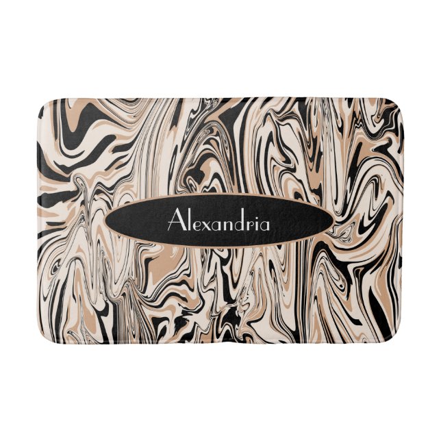 Tapete De Banheiro Moderno Castanho Negra Na moda Personalizar (Frente)