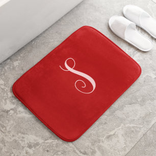 Tapete De Banheiro Moderno Red Chic e Monograma Personalizado de Na m