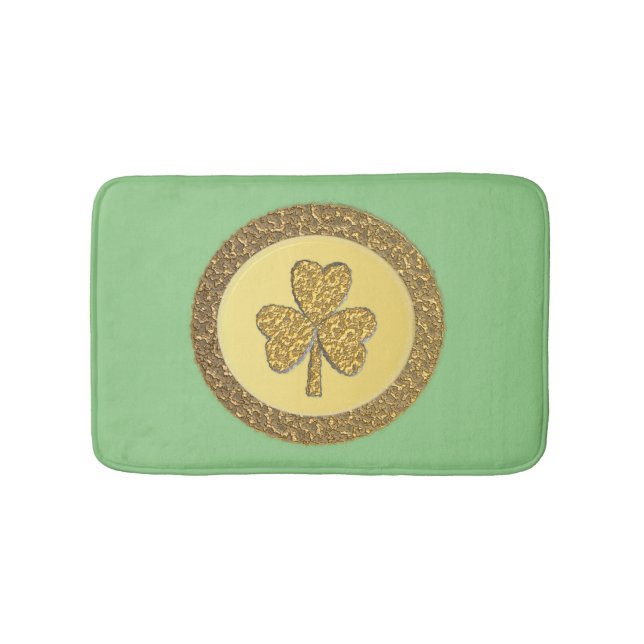 Tapete De Banheiro Moedas Douradas de Shamrock irlandês sorte (frente)