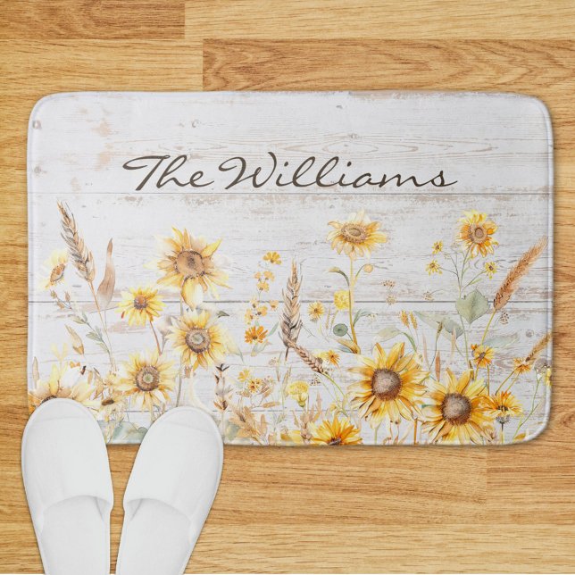 Tapete De Banheiro Mola d'água Madeira de girassol amarela-russa (In situ)