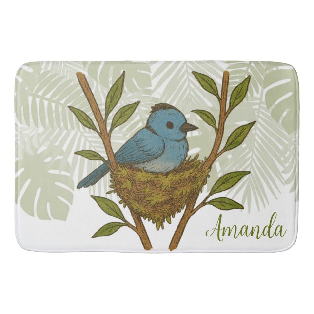 Tapete De Banheiro Monarca de Nápoles Negra Enfiada Entre As Folhas (Frente)