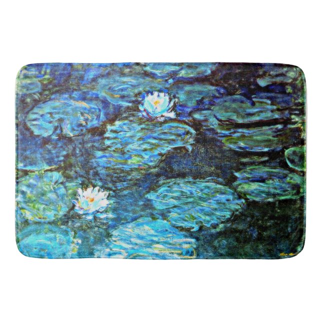 Tapete De Banheiro Monet - Lírios De Água (Azul) (Frente)