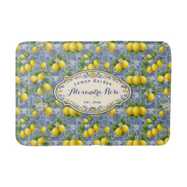 Tapete De Banheiro Monogram Name Lemon Blue French Country Tile 