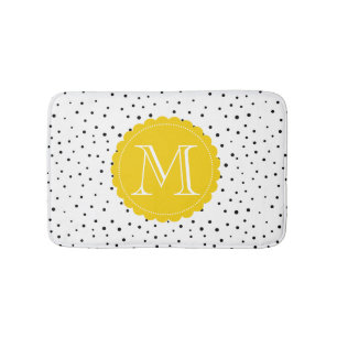 Tapete De Banheiro Monograma Amarelo Brilhante de Pontos de Confetti