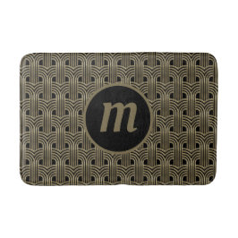 Tapete De Banheiro Monograma Art Déco em Dourado e Preto