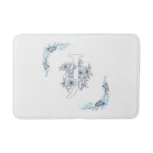 Tapete De Banheiro Monograma Azul, Calm Floral