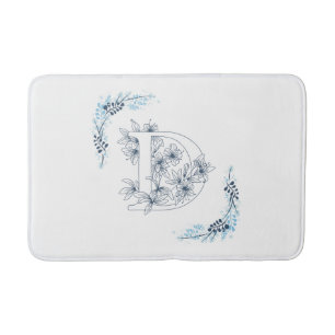 Tapete De Banheiro Monograma Azul, Calm Floral