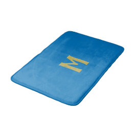 Tapete De Banheiro Monograma Azul Dourado de Natal