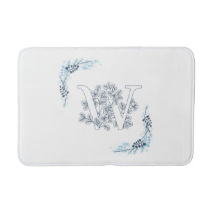 Tapete De Banheiro Monograma Azul Floral de Calm