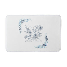 Tapete De Banheiro Monograma azul inicial Calm Floral