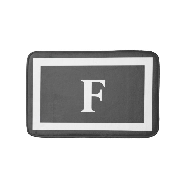 Tapete De Banheiro Monograma Branco de Cinzas Simples Moderna (frente)