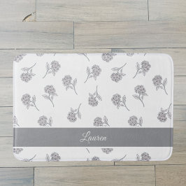 Tapete De Banheiro Monograma Cinza Suave de Flora Botânica Atemporal