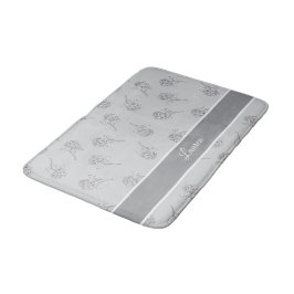 Tapete De Banheiro Monograma Cinza Suave de Flora Botânica Atemporal