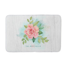 Monograma Cor de Água Turquesa Ombro Rosa Rosa Ros