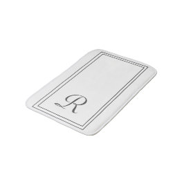 Tapete De Banheiro Monograma das faixas brancas e pretas elegantes