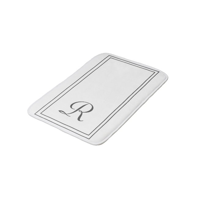 Tapete De Banheiro Monograma das faixas brancas e pretas elegantes (Angulado)