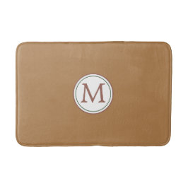 Tapete De Banheiro Monograma de Banner em Círculo Branco em Castanho