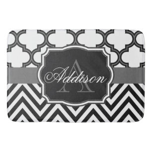 Tapete De Banheiro Monograma de Chevron Quatrefoil