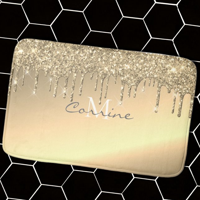 Tapete De Banheiro Monograma de Coleta Dourada de 14 K (Rug) Metálica (Criador carregado)