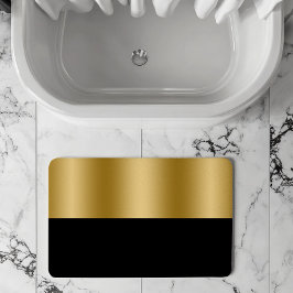 Tapete De Banheiro Monograma de Design Geométrico Dourado e Preto