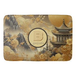 Tapete De Banheiro Monograma de Desvio de Ouro Falsa de Pintura Chine