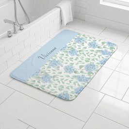 Tapete De Banheiro Monograma de Flor Silvestre Aquarela Verde Azul
