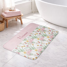 Monograma de Flor Silvestre com Aquarela Rosa Verd