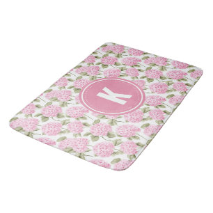 Tapete De Banheiro Monograma de Flores de Hidrelétrica Rosa Elegante