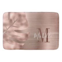 Monograma de Folha de Palmeira em Rose Gold Elegan