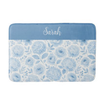 Monograma de Nome Floral em Aquarela Azul Branco