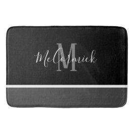 Tapete De Banheiro Monograma de Script Strike-Script de Cinzas Negra 