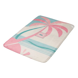 Tapete De Banheiro Monograma de teia rosa-rosa Elegante Minimalista