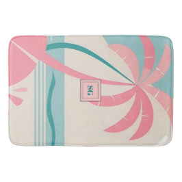 Tapete De Banheiro Monograma de teia rosa-rosa Elegante Minimalista