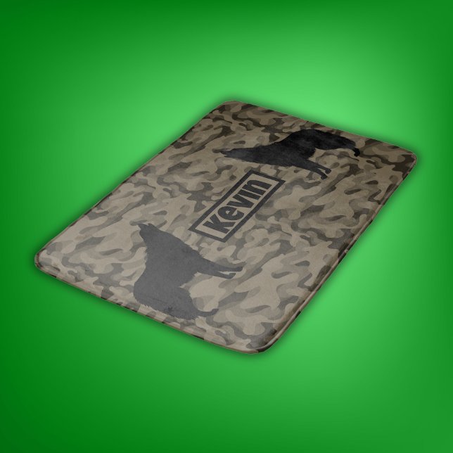 Tapete De Banheiro Monograma do Lobo Preto Moderno Brown Camo | (Criador carregado)