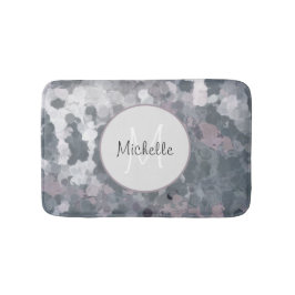 Tapete De Banheiro Monograma dos Círculos de Abstrato de Rosa da Cinz