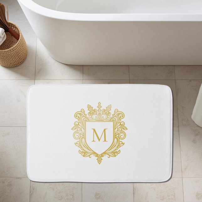 Tapete De Banheiro Monograma Dourado Bath Mat (Criador carregado)
