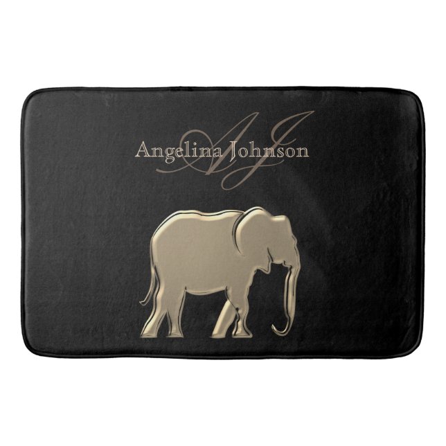 Tapete De Banheiro Monograma Dourado E Preto (Frente)