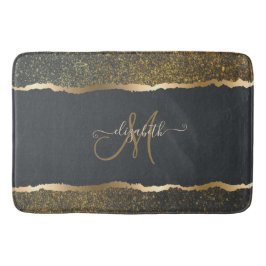 Tapete De Banheiro Monograma Dourado Elegante Moderno