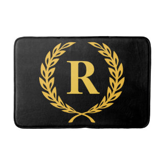 Tapete De Banheiro Monograma Dourado Laurel Wreath