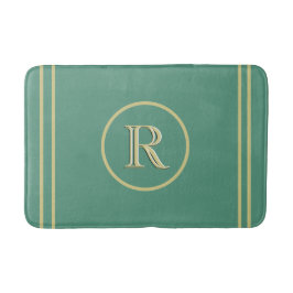 Tapete De Banheiro Monograma Dourado Verde Simples e Sofisticado Eleg