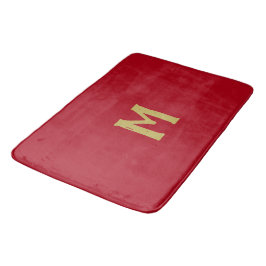 Tapete De Banheiro Monograma Dourado Vermelho de Natal