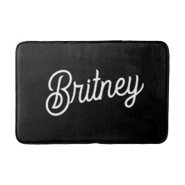 Tapete De Banheiro Monograma e Nome Personalizados de Branco Preto Mo