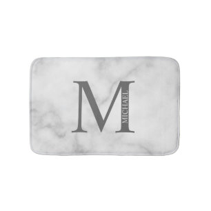 Tapete De Banheiro Monograma e Nome Personalizados do Marble Branco