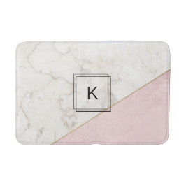 Tapete De Banheiro Monograma Elegante Marble Minimalista Rosa Dourado