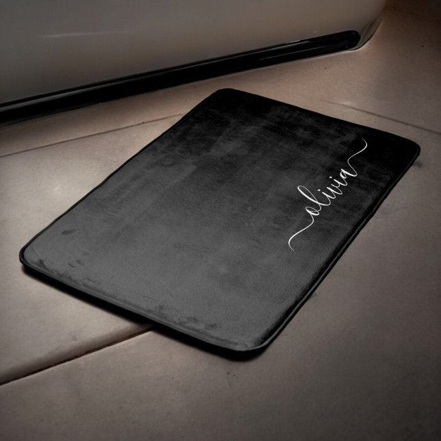 Tapete De Banheiro Monograma Elegante Moderno e Branco Negro (Criador carregado)