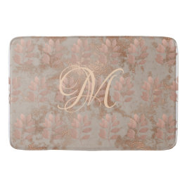 Tapete De Banheiro Monograma Faux Rosa Dourado padrão Bath Mat